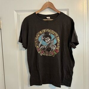 Obey Charcoal Graphic Tee with Skeleton Design